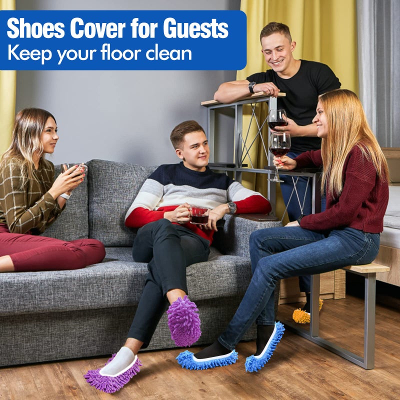 AIFUSI 10Pcs Mop Slippers for Floor Cleaning Washable Shoes Cover Soft Microfiber Dust Mops Mop Socks Reusable for Women Men Kids Foot Dust Hair Cleaners Sweeping House Office Bathroom Kitchen - Image 4